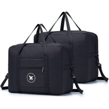 2x Travel Bag 45x36x20 Foldable Gym Shoulder Bag Sports Bag Hand Travel Suitcase 40l Black