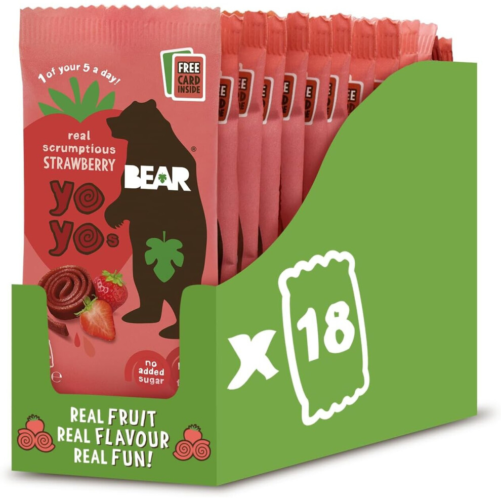 BEAR Strawberry Yoyos Dried Fruit Rolls Healthy Kids snack 20g 18packs