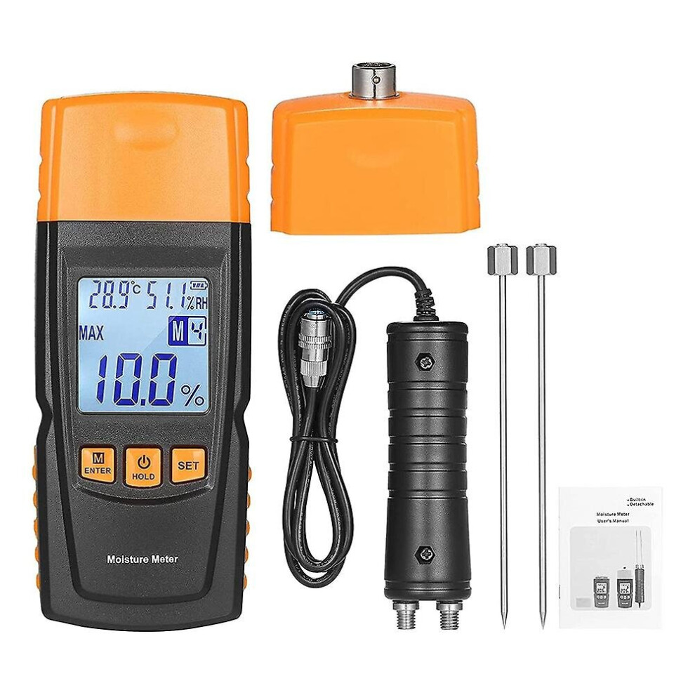 Wood Moisture Meter With Long Probe Digital Firewood Moisture Meter For Lumber Pin Type Moisture De