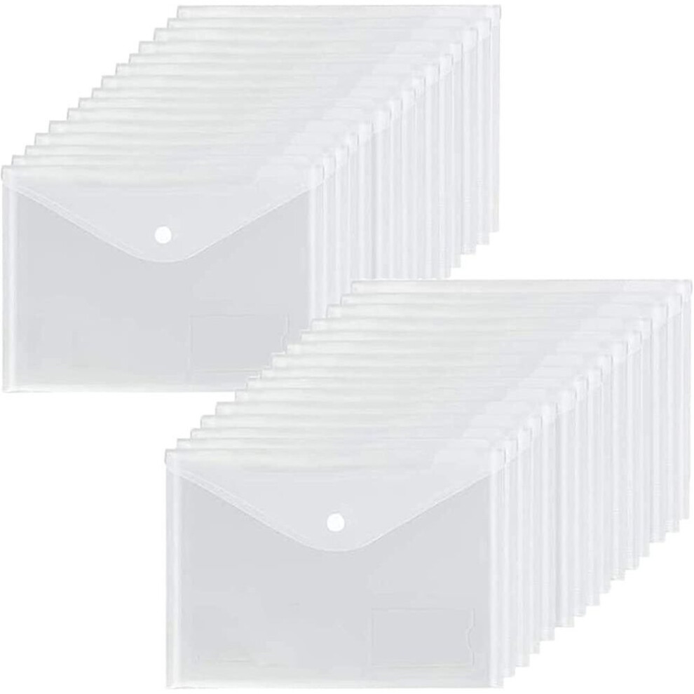 Almi A5 Plastic Wallets Clear - 24 Pcs Popper Wallet Polypropylene Document Folder Gift