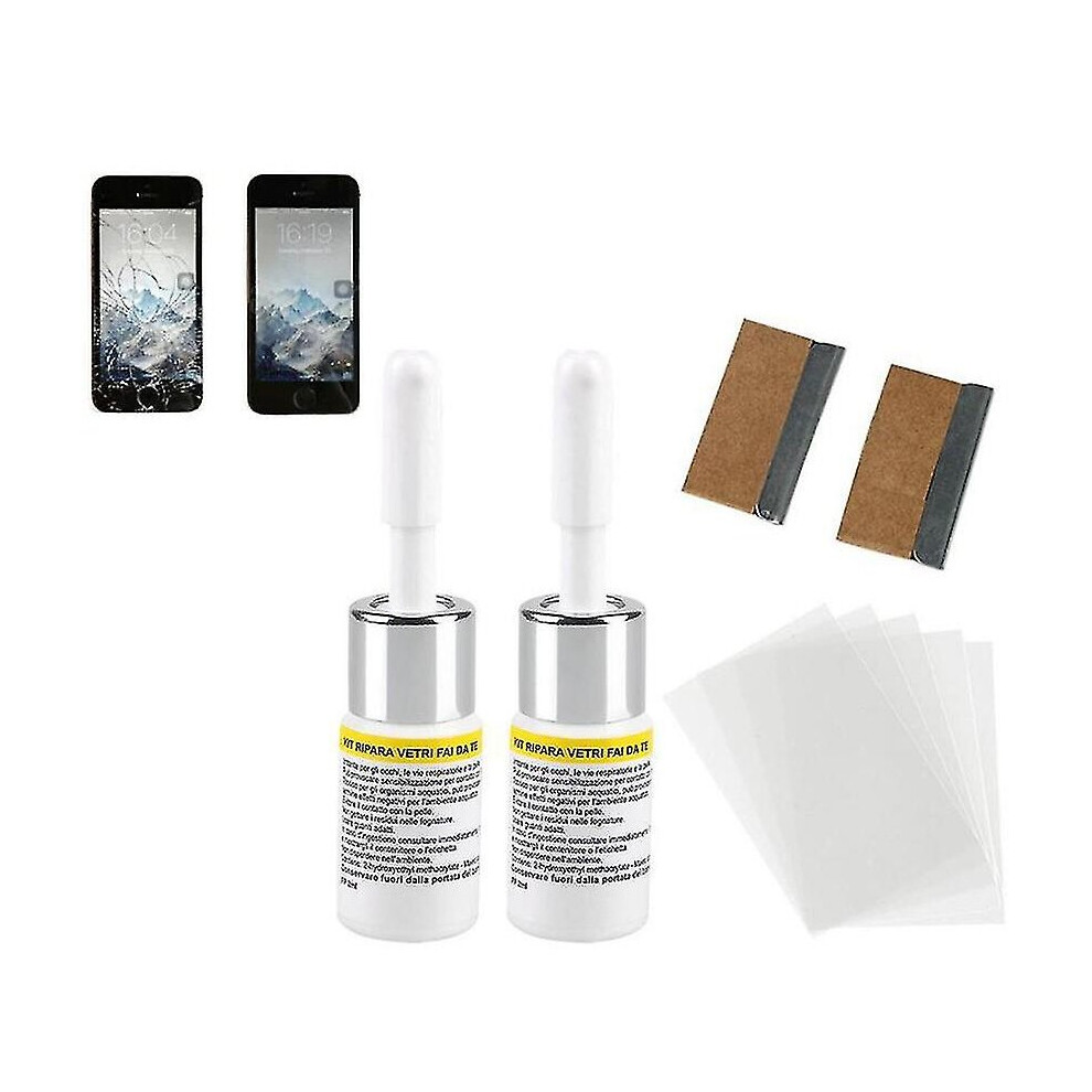 Phone Screen & Windshield Crack Repair Kit - Vacuum Resin Fluid For Clear -Free Glass Repair Blue