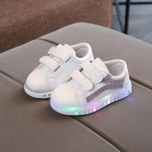 Children Kid Baby Girls Boys Striped Bling Flat Led Luminous Sport Sneaker Shoes