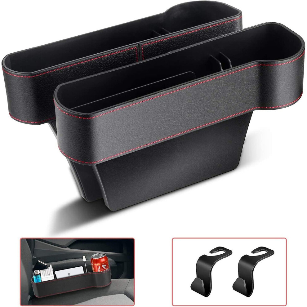 2 Packs Car Seat Gap Filler, Msdada Pu Leather Car Organizer Front Seat Car Cup Holder, Usb Charging Hole