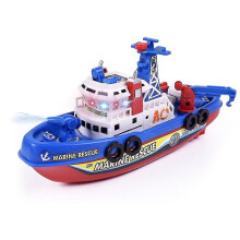 High-Speed Water-Spray Fire Rescue Boat Toy with Lights & Siren for Kids – Non-Remote Electric Marine Patrol Boat (23x8x11 cm)