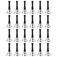 24 Pieces Hand Bells Silver Steel Service Handbells Black Wooden Handle Diatonic Metal Bells Musica
