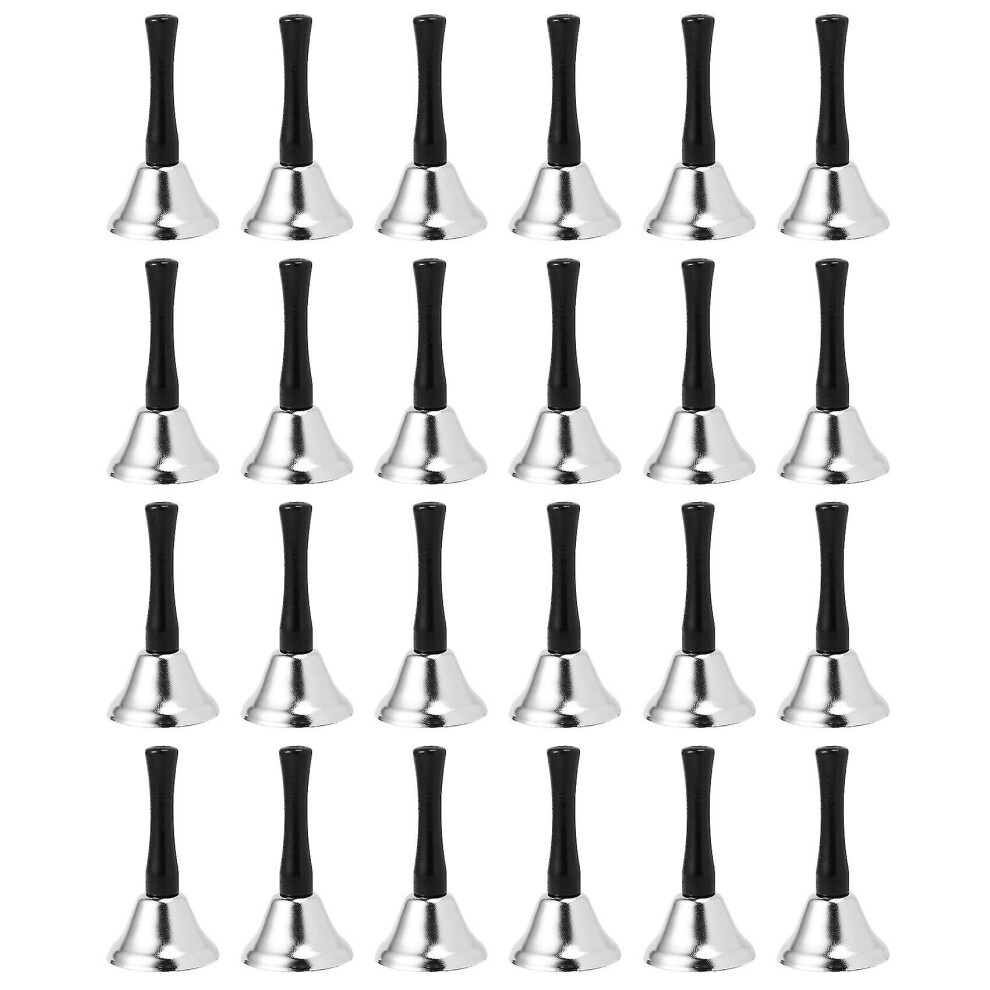 24 Pieces Hand Bells Steel Service Handbells Wooden Handle Diatonic Metal Bells Musica Silver/Black