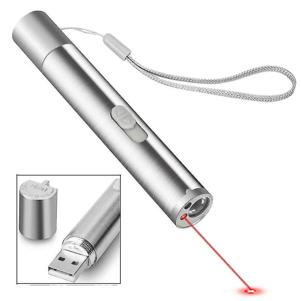3 In 1  Laser Pointer Flashlight Cat Toy Usb Charge Torch Uv Light