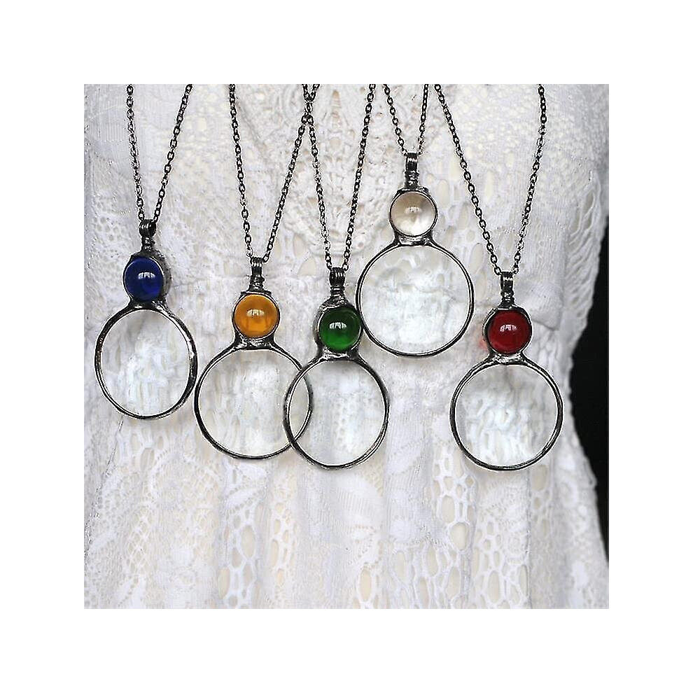 Magnifying Glass Necklace Gift, Reading Magnifying Glass Pendant Necklace For Elderly, Magnifying Lens For Books, Newspapers, Reading Jewelry Not,Specified