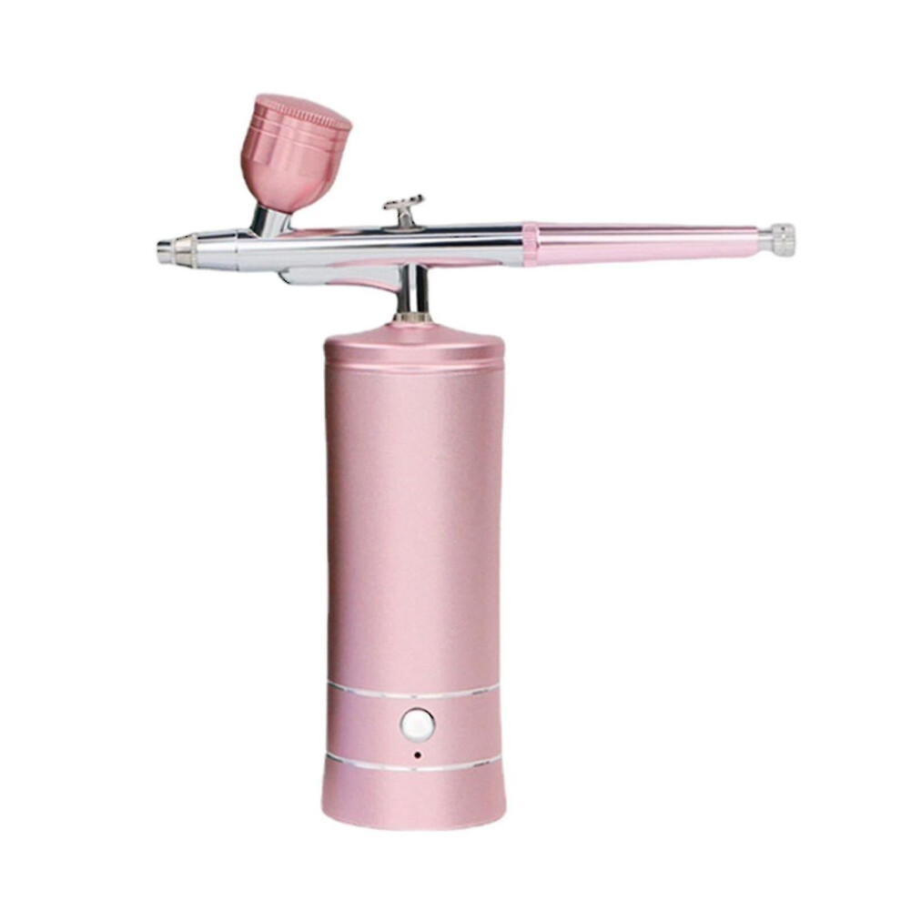 (Pink) Cordless Airbrush Kit Portable Handheld Airbrush Compressor Kit Spray Gun Device