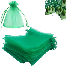 100 Pieces Organza Fruit Netting Bags Fruit Protection Bags With Drawstring, Garden Plant Net Barrier Bag For Tomatoes, Grapes, Mangoes