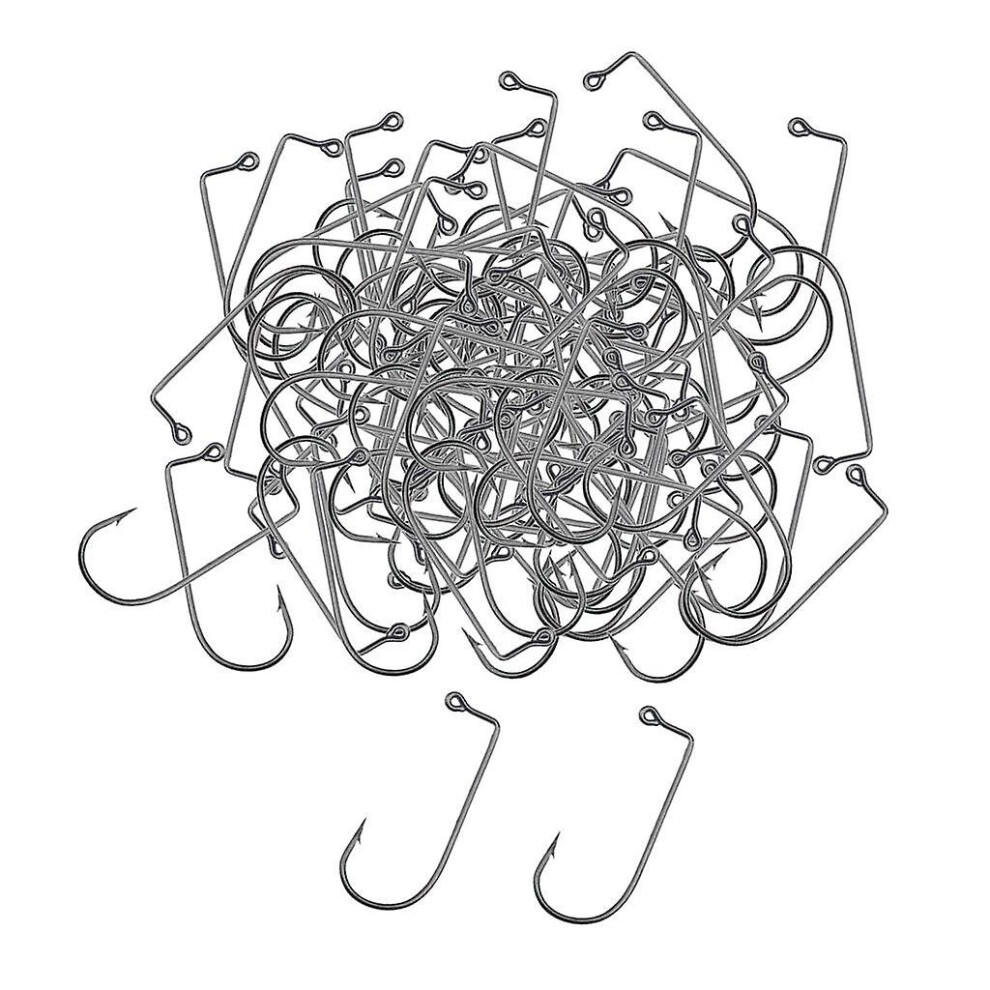100pcs Worm Fishing Hooks Carbon Steel Jig Barbed Hook For Big Fish 06