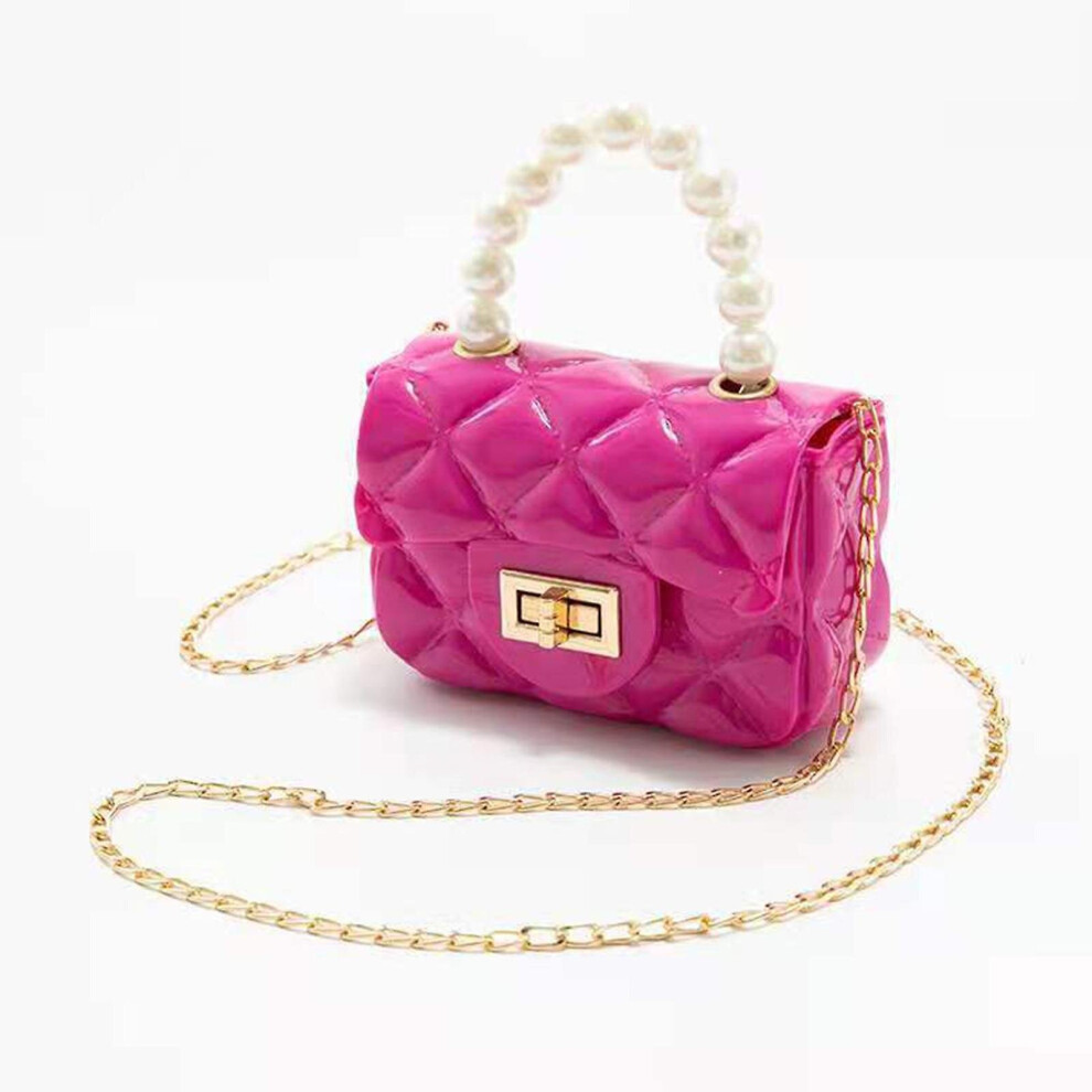 Jelly Purse Crossbody Bag Fashion Design Candy Color Handbag With Pearls Top Handle For Women Girls
