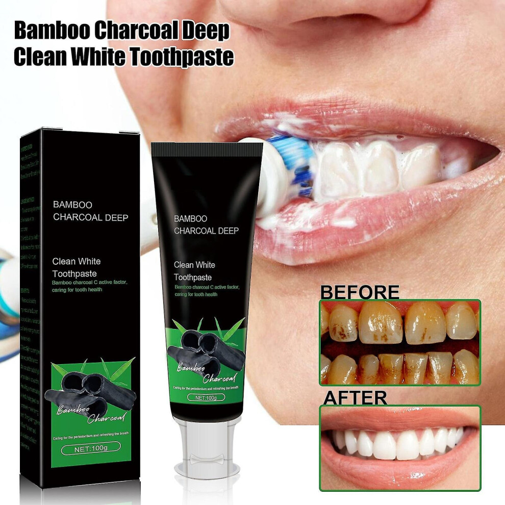 Bamboo Charcoal Deep Toothpaste, Brightening Toothpaste With Activated Carbon, Clean White Toothpaste, Remove Tooth Stains