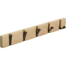 Wall Coat Rack With 5 Retractable Hooks, Wall Coat Rack For Hanging Coats, Scarves, Handbags And Others, Natural