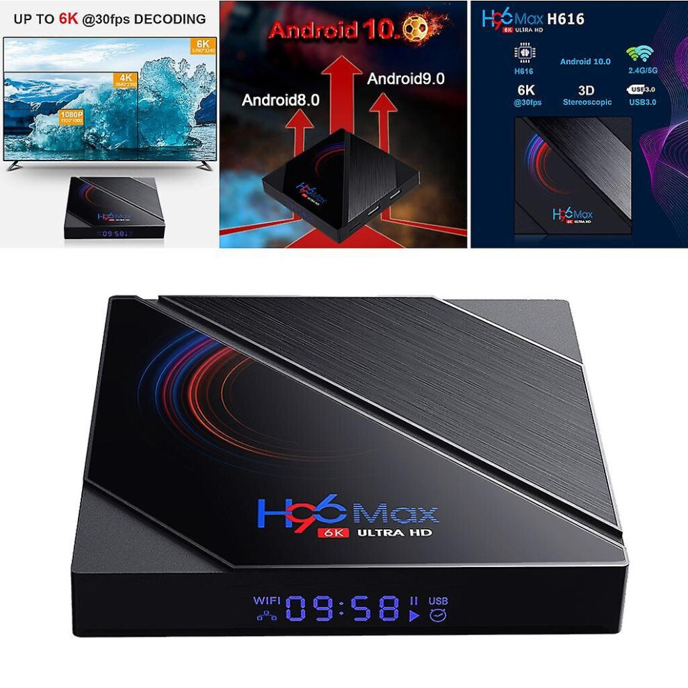 H96 Max H616 Android 10 Tv 6k 3d Media Player Wifi Quad Core Smart  4g   64g