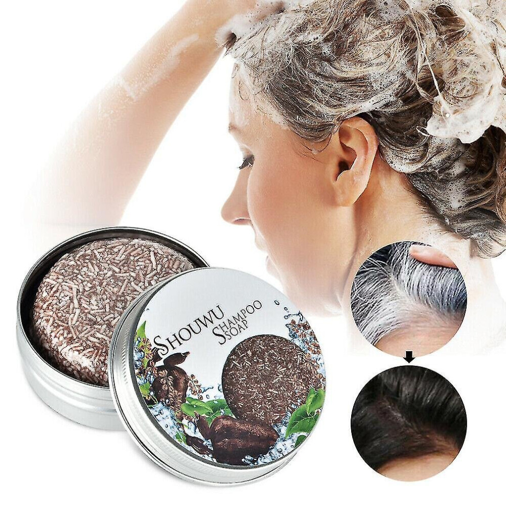 Gray 3Pc Hair Darkening Shampoo Bar Darkening Shampoo Bar Soap Hair Shampoo Hair Reverse Polygonum Essence