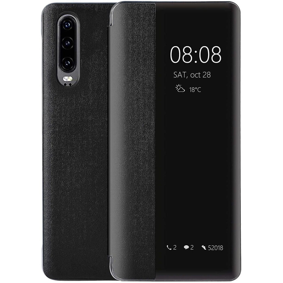 Huawei P30 Case, Smart View Leather Flip Case, [power Saving Mode][integral Protection](p30,black)