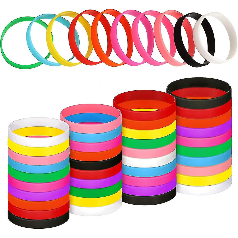 100 Pieces Blank Silicone Wristband Solid Color Rubber Bracelet Stretch Silicone Wristband Ll
