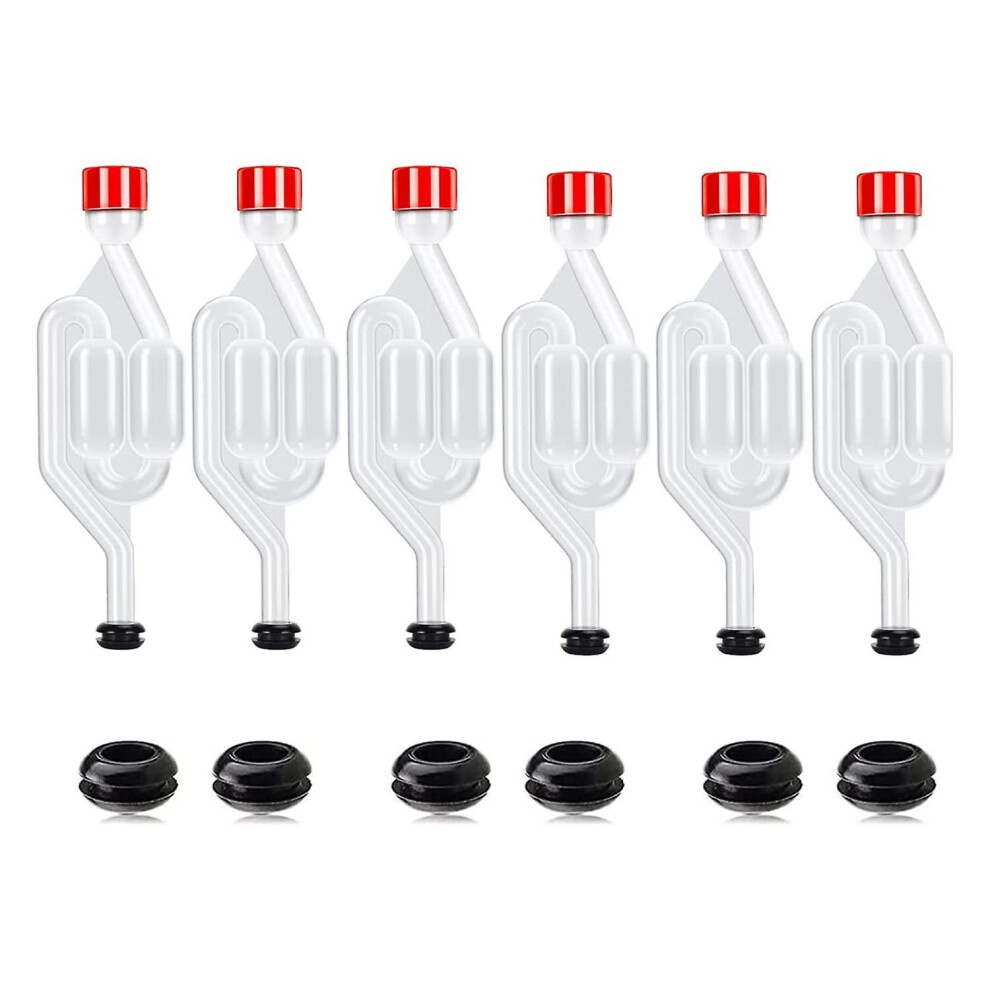 Brew Airlock Kit, 12 Airlocks And 6 Sealing Rings, Plastic Wine Airlock For Fermenting, , Beer, Win