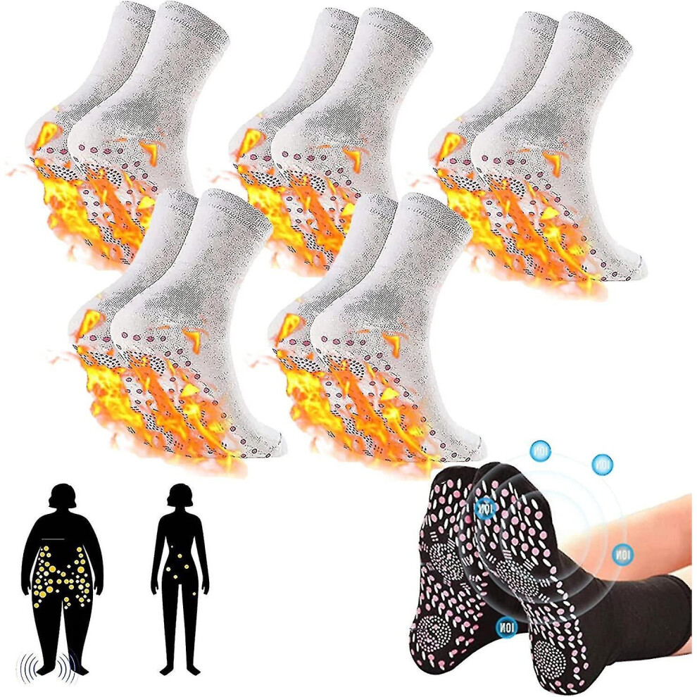 5 Pairs Tourmaline Acupressure Self Heating Shaping Socks Afiz Tourmaline Slimming Health Sock Tourmaline Slimming Health Sock Self Heating Socks Mass