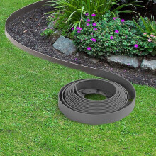 Flexible Garden Border 10 M Anthracite Gray Height 5 Cm   30 Stakes-