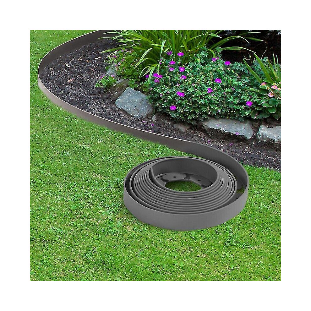 Flexible Garden Border 10 M Anthracite Gray Height 5 Cm   30 Stakes-