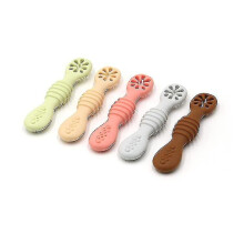 Weaning Silicone Spoon Learning Feeding Spoon Training Equipment For Newborns (5 Pieces, Orange Pink/apricot Pink/grass Color/chocolate Brown/co Z