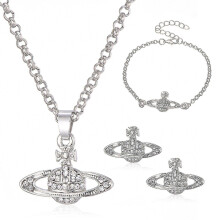 4x Crystal Saturn Heart Orb Set Necklace bracelet earrings Pendant Christmas Gift Tmall