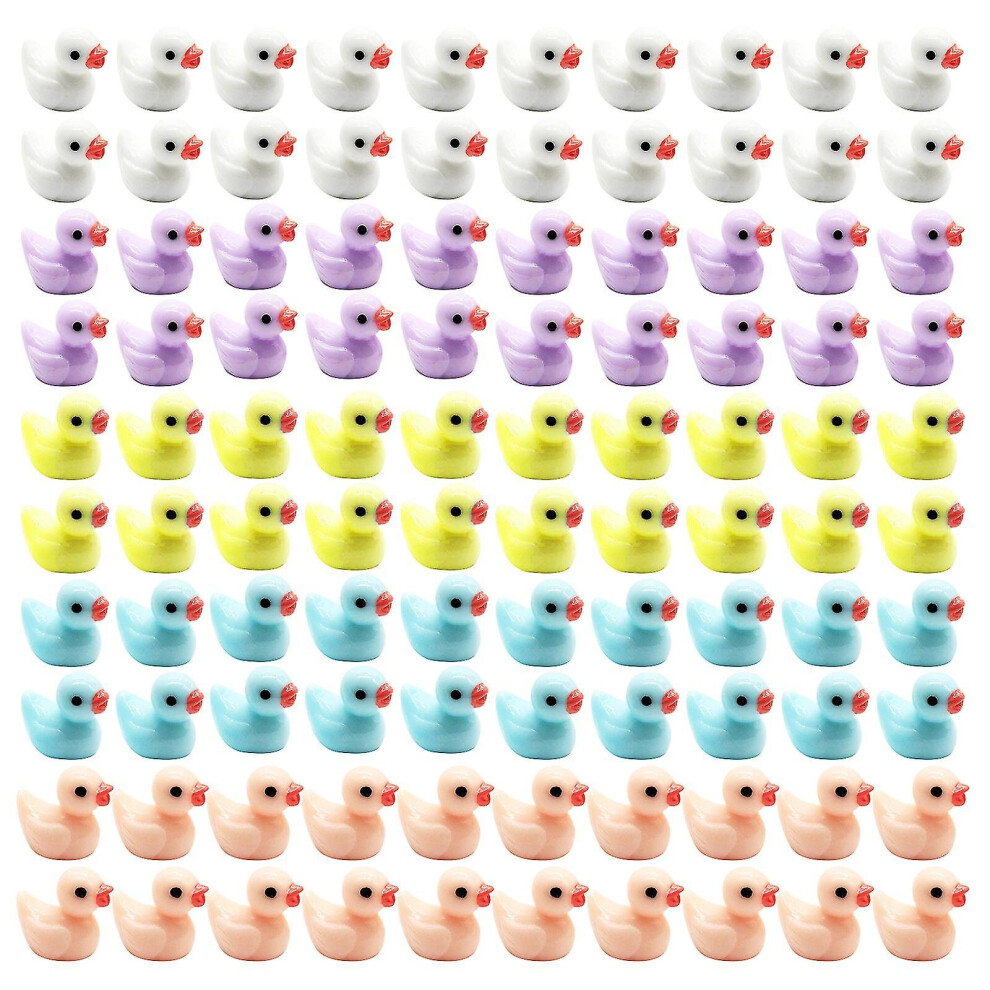 100 Pcs Mini Resin Duck Miniature Duck Figures Micro Fairy Garden Landscape