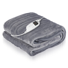 (130x180 cm Over Blanket) Grey Electric Throw Heated Fleece Over Blanket