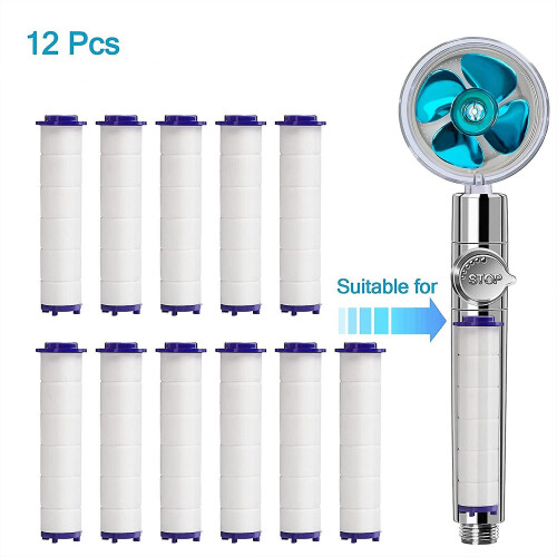 12pcs Turbo Fan Shower Head Filters Compatible Propeller Driven Handheld 2