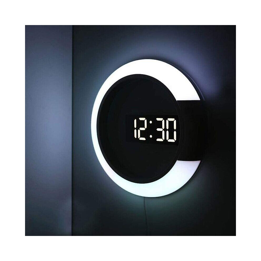 Led Wall Clock Creative Remote Control Digital Clock Hollow Mirror Temperature Alarm 7 Color Changing Night Light For Home Office