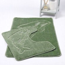 (Sage) Dolphin Bath Mat 2 Piece Set Non-Slip Pedestal and Bath Mat Toilet Bathroom Rug