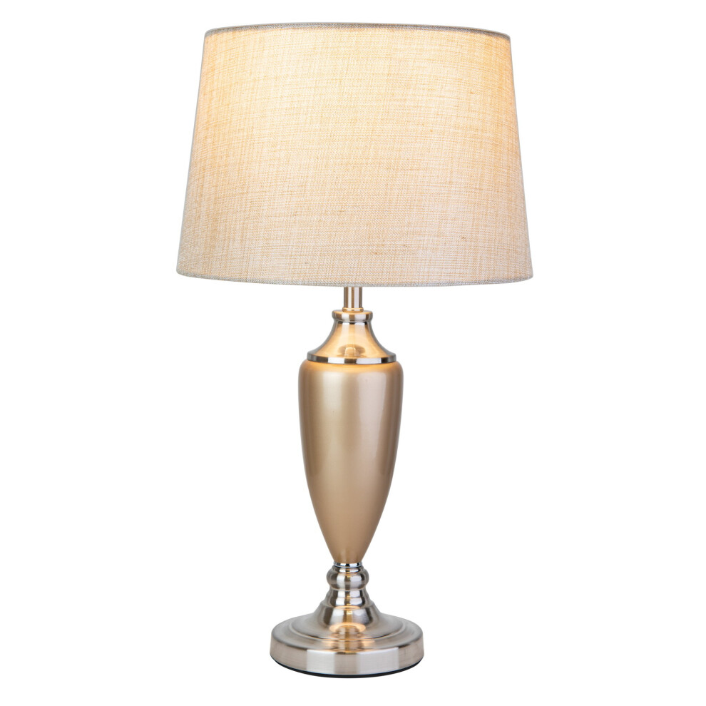 Malham Large Ceramic Table Lamp with Shade - Champagne Gold and Silver