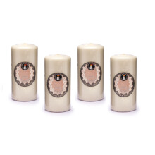 4 Natural White Pillar Candle 30 Hour Slim Wax Church Pillar 12cm x5cm