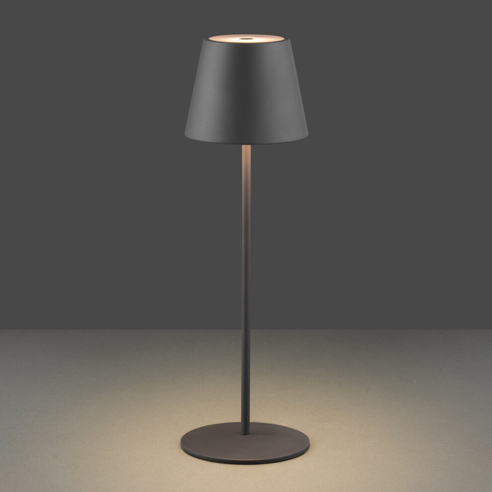 Elipta Rechargeable Outdoor LED Table Lamp - Black, Cordless, IP54, 2700K Warm White, 180 lm, 38cm tall