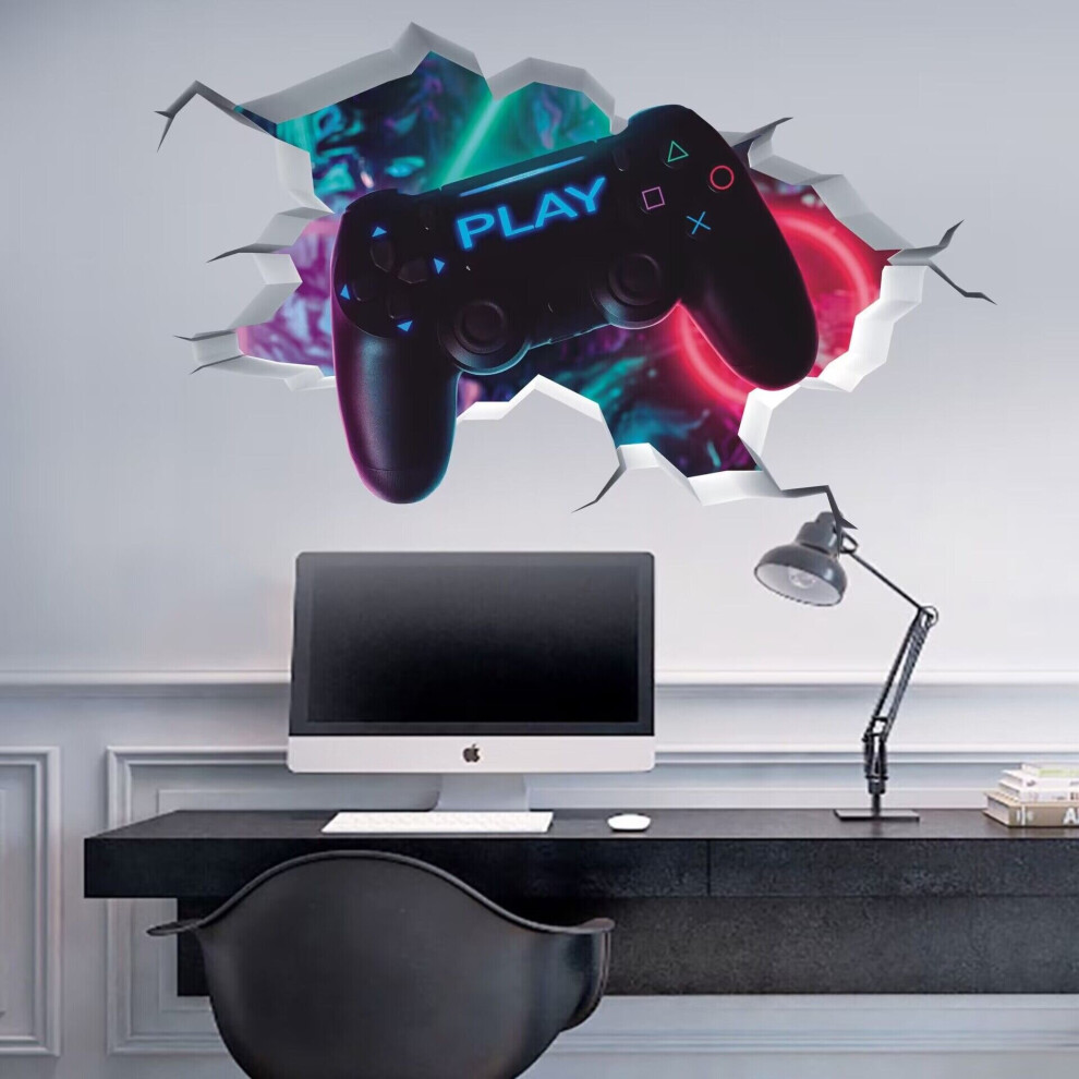 3D Gaming Wall Sticker for Boys Bedrooms Walls,Xbox Gamer Wall Art Decal,Minecraft PS4 Playstation Wall Decor for Game Room,Video Gam