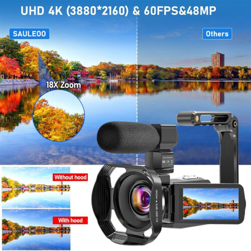 Video Camera Camcorder HD 4K 56MP Digital WIFI Camera with Microphone 2
