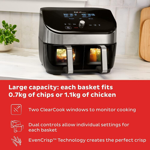 Instant Vortex Plus Dual Basket ClearCook 7.6L XL Smart Digital Health