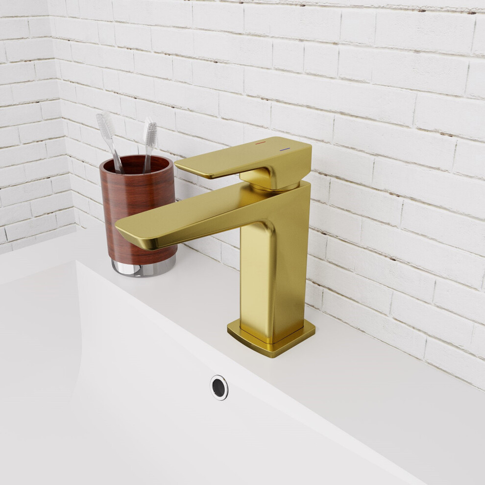 Nes Home Modern Brushed Brass Bathroom Basin Mono Mixer Tap