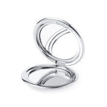 (Silver) Metallic Magnifying Double Sided Compact Mirror