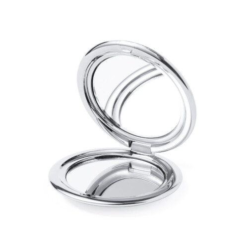 (Silver) Metallic Magnifying Double Sided Compact Mirror
