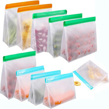 (13.5X22X5.5cm) 5 X Food Bag Leakproof Top Stand Up Reusable Freezer Ziplock Silicone Bag
