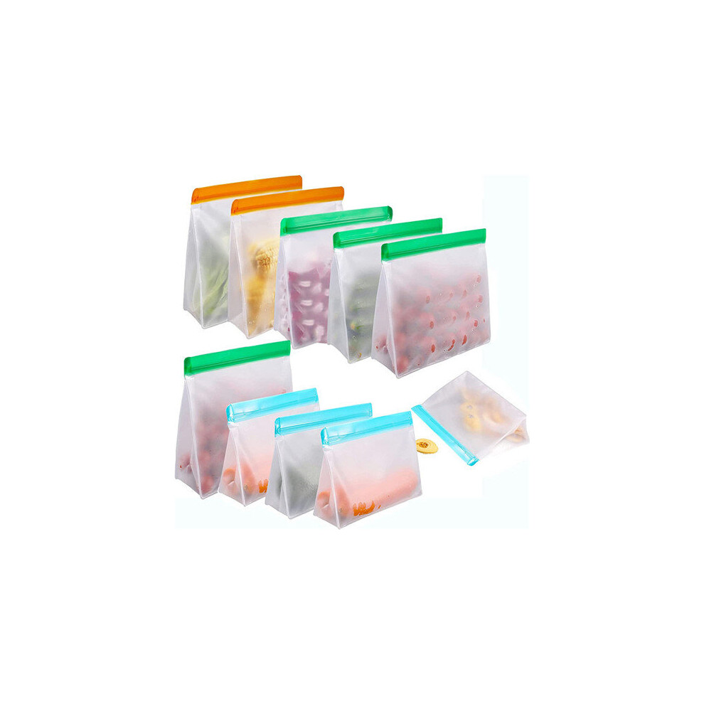 (19.4X22X7cm) 5 X Food Bag Leakproof Top Stand Up Reusable Freezer  Ziplock Silicone Bag