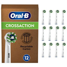 Oral-B Cross Action Electric Toothbrush Head with CleanMaximiser Technology, Angled Bristles for Deeper Plaque Removal, White