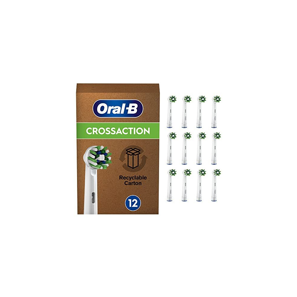 Oral-B Cross Action Electric Toothbrush Head With Cleanmaximiser Technology, Angled Bristles For Deeper Plaque Removal, White