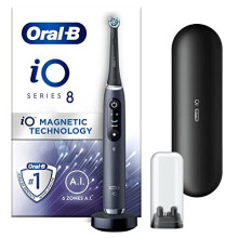 Oral-B iO8 Electric Toothbrushes For Adults, Christmas Gifts For Women / Him, App Connected Handle, 1 Toothbrush Head & Travel Case, Black