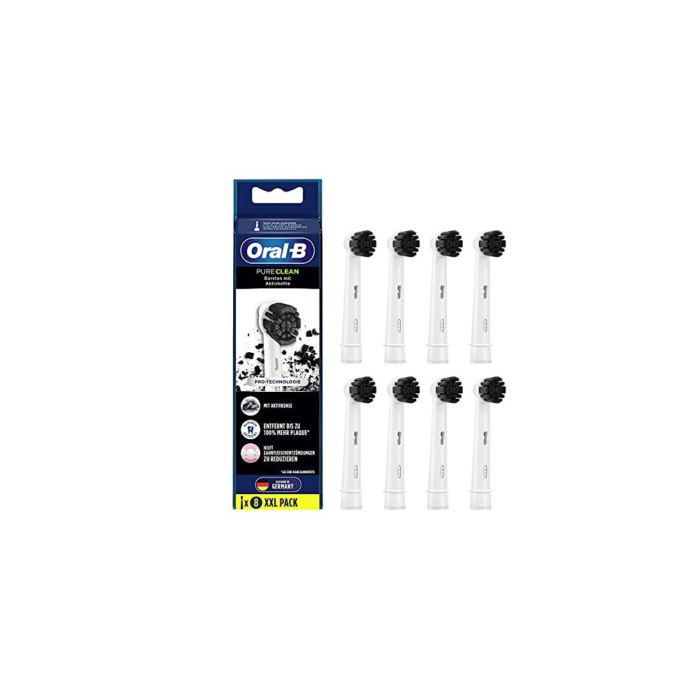 Oral-B Pure Clean Electric Toothbrush Heads 8 Pack with Activated Carbon Bristles Toothbrush Attachment for Oral-B Toothbrushes