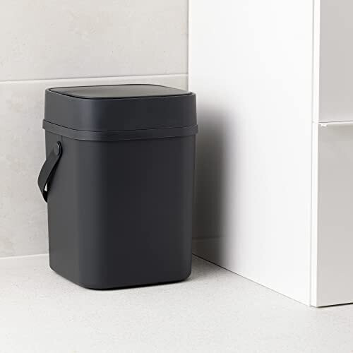 Navaris Small Bathroom Bin 12L Touch Top Bin Cosmetic Rubbish Waste