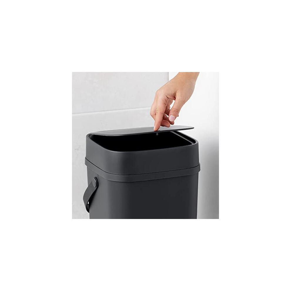 Navaris Small Bathroom Bin - 12L Touch Top Bin Cosmetic Rubbish Waste ...